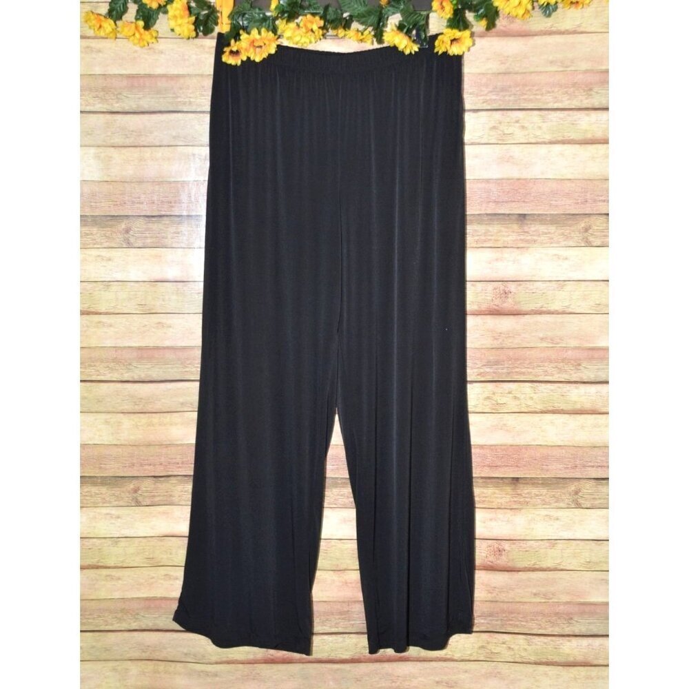 Midnight Velvet Black Wide-Leg Lounge Pants with Elastic Waist